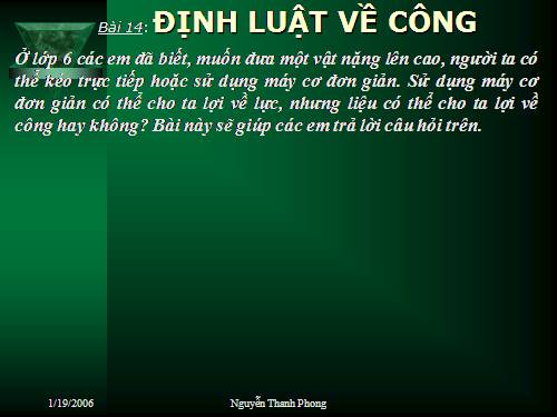 Bài 14. Định luật về công