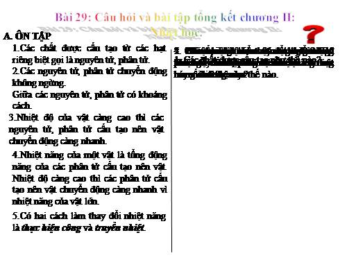 Bài 29. Câu hỏi và bài tập tổng kết chương II: Nhiệt học