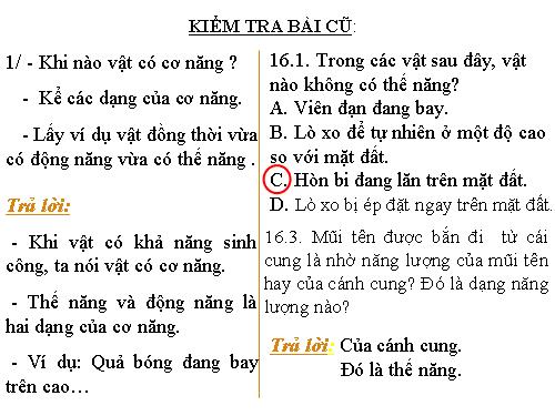 Bài 17. Sự chuyển hoá và bảo toàn cơ năng