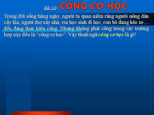 Bài 13. Công cơ học