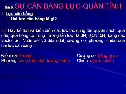 Bài 5. Sự cân bằng lực - Quán tính