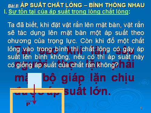 Bài 8. Áp suất chất lỏng - Bình thông nhau