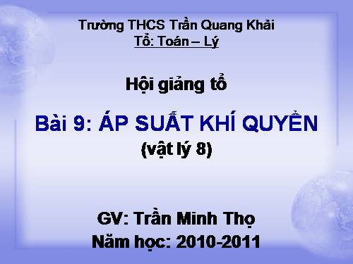 Bài 9. Áp suất khí quyển