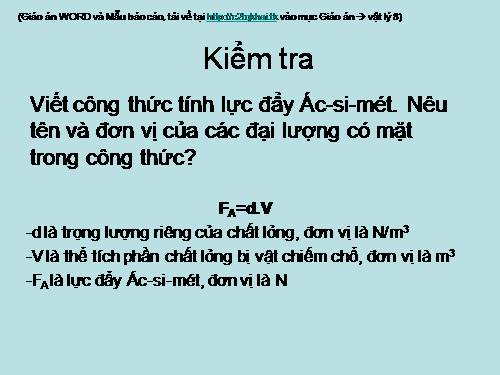 Bài 11. Thực hành: Nghiệm lại lực đẩy Ác-si-mét