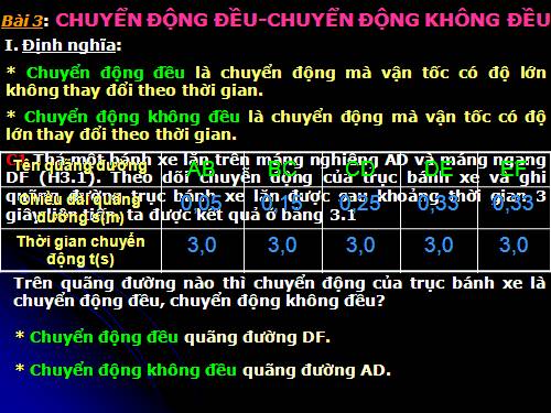 Bài 3. Chuyển động đều - Chuyển động không đều