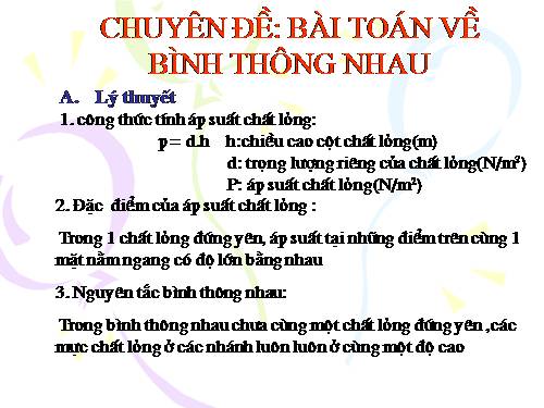 Bài 8. Áp suất chất lỏng - Bình thông nhau