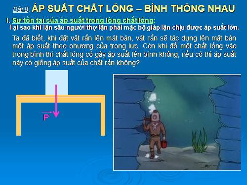 Bài 8. Áp suất chất lỏng - Bình thông nhau