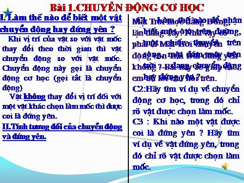 Bài 1. Chuyển động cơ học