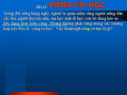 Bài 13. Công cơ học