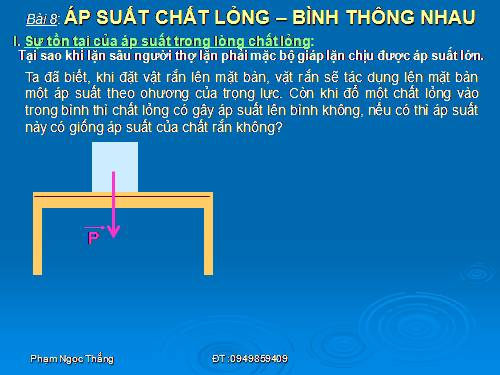 Bài 8. Áp suất chất lỏng - Bình thông nhau