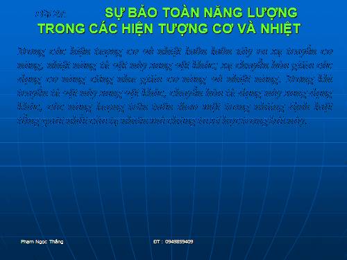 Bài 27. Sự bảo toàn năng lượng trong các hiện tượng cơ và nhiệt