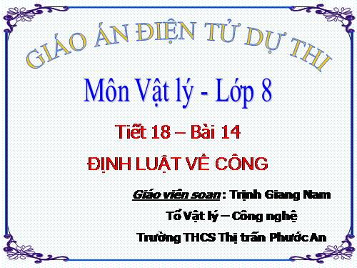 Bài 14. Định luật về công