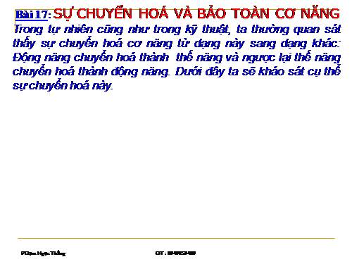 Bài 17. Sự chuyển hoá và bảo toàn cơ năng