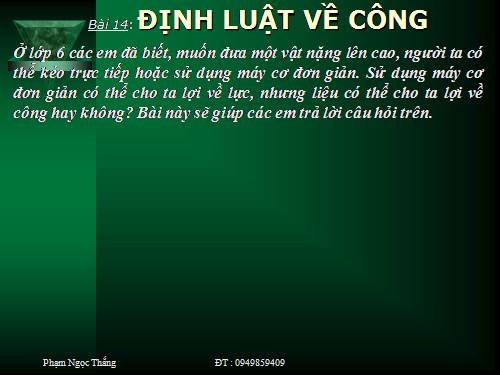 Bài 14. Định luật về công