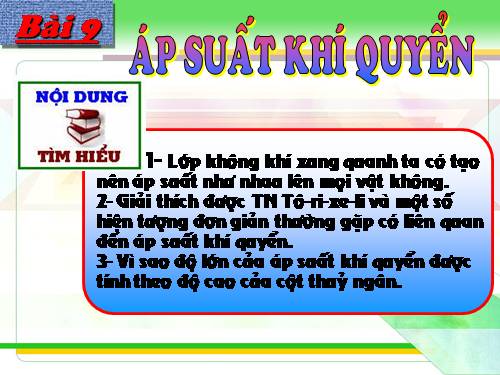 Bài 9. Áp suất khí quyển