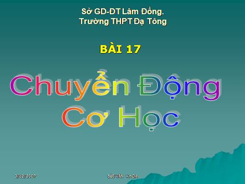 Bài 1. Chuyển động cơ học