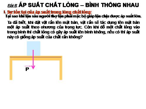 Bài 8. Áp suất chất lỏng - Bình thông nhau