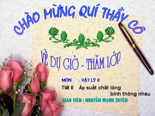 Bài 8. Áp suất chất lỏng - Bình thông nhau