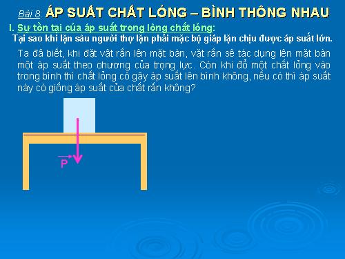 Bài 8. Áp suất chất lỏng - Bình thông nhau