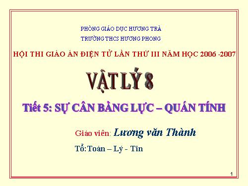 Bài 5. Sự cân bằng lực - Quán tính