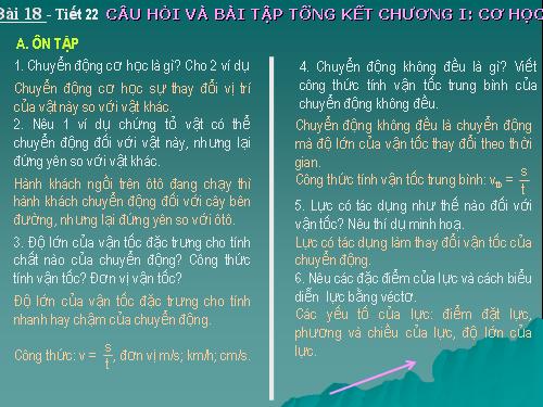 Bài 18. Câu hỏi và bài tập tổng kết chương I: Cơ học