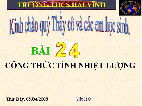 Bài 24. Công thức tính nhiệt lượng