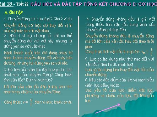 Bài 18. Câu hỏi và bài tập tổng kết chương I: Cơ học