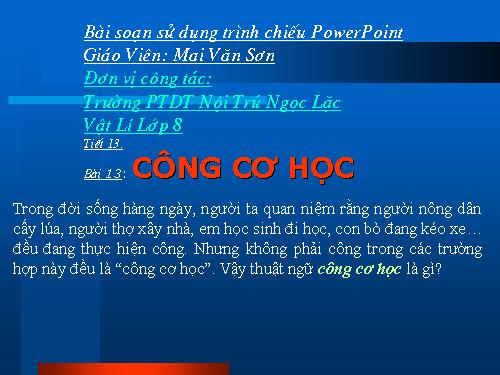 Bài 13. Công cơ học