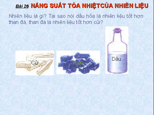 Bài 26. Năng suất tỏa nhiệt của nhiên liệu