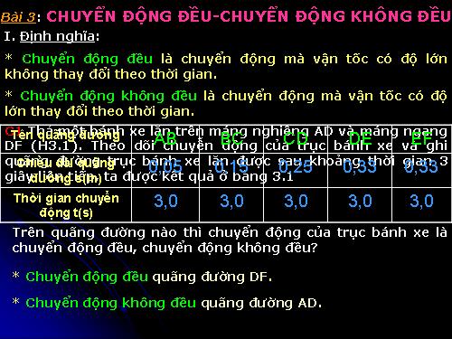 Bài 3. Chuyển động đều - Chuyển động không đều