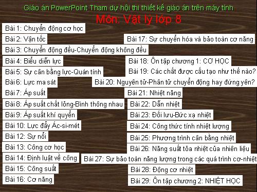 Các Giáo án điện tử VL8( Từ tiết 1 dến tiết 30)_Rất hữu ích