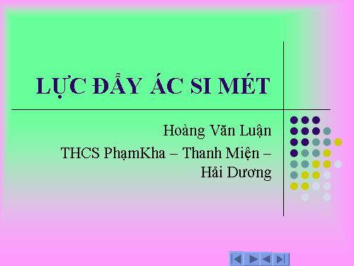 Bài 10. Lực đẩy Ác-si-mét