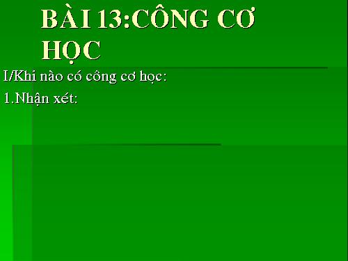 Bài 13. Công cơ học