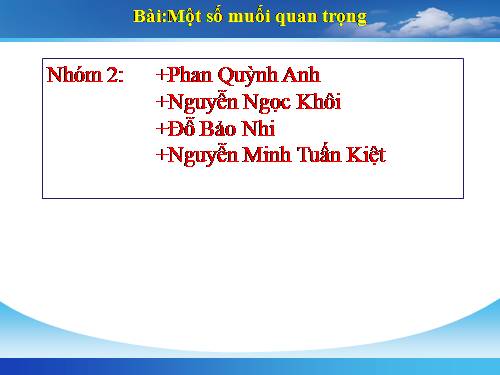 Bài 10. Một số muối quan trọng