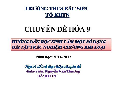 Chuyên đề hóa 9. 16-17