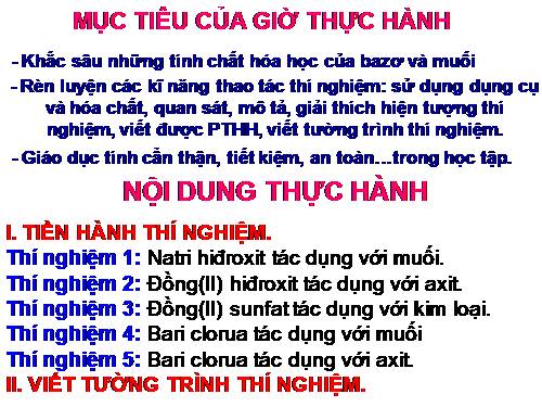 Bài 14. Thực hành: Tính chất hoá học của bazơ và muối