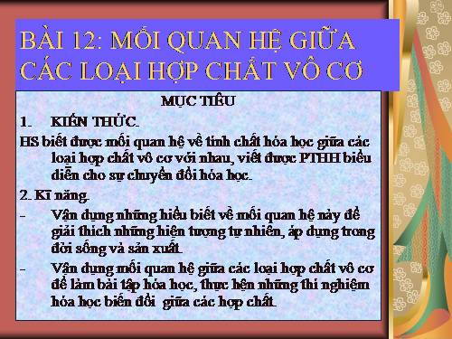 Bài 12. Mối quan hệ giữa các loại hợp chất vô cơ