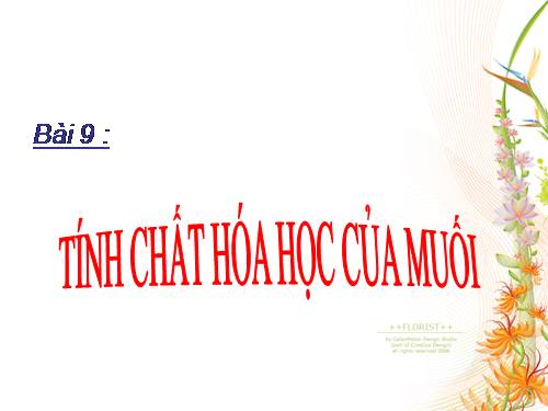 Bài 9. Tính chất hoá học của muối