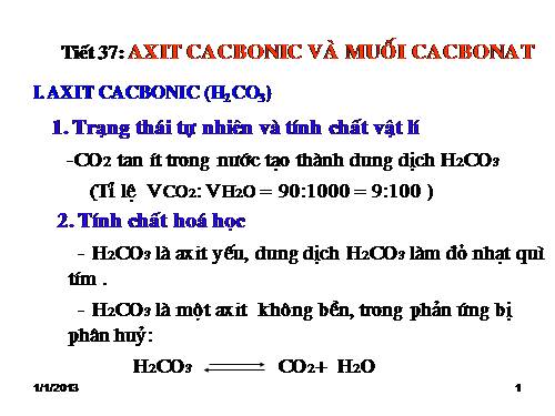 Bài 29. Axit cacbonic và muối cacbonat