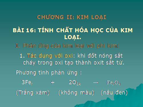 Bài 16. Tính chất hoá học của kim loại