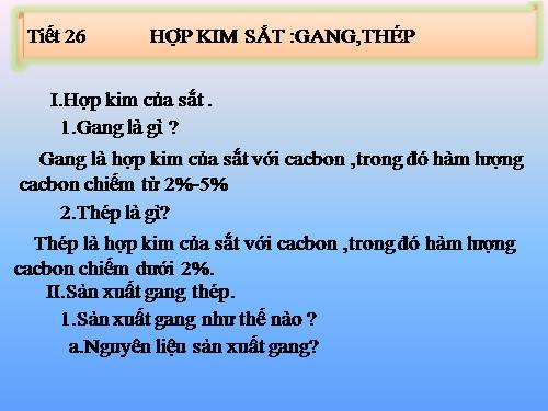 Bài 20. Hợp kim sắt: Gang, thép