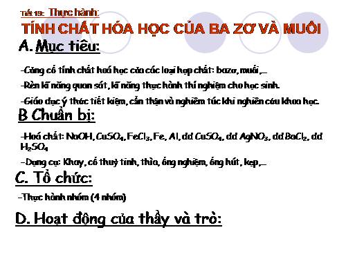 Bài 14. Thực hành: Tính chất hoá học của bazơ và muối