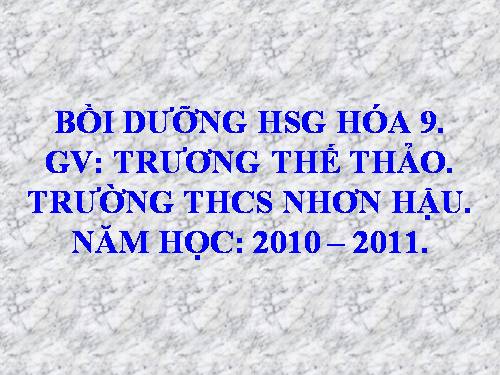 Chuyên đề: Phương trình hóa học.