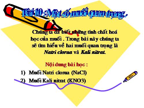 Bài 10. Một số muối quan trọng