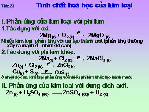 Bài 16. Tính chất hoá học của kim loại