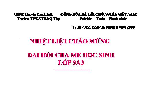 CHƯƠNG TRÌNH ĐẠI HỘI BDD CMHS 2009