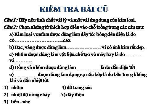 Bài 16. Tính chất hoá học của kim loại