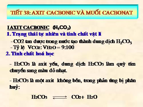 Bài 29. Axit cacbonic và muối cacbonat