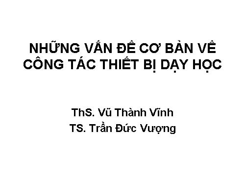 Những vấn đề chung về quản lý thiết bị THCS