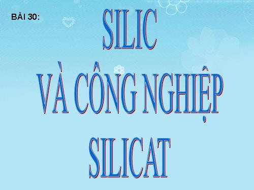 Bài 30. Silic. Công nghiệp silicat.